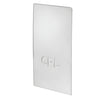 An angled view of a rectangular polished stainless steel end cap featuring the CRL logo.