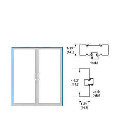 CRL-U.S. Aluminum Clear Anodized Open Back Up and Over Door Frame for Pair of Doors with Offset Pivots, Panics and using Surface Closers