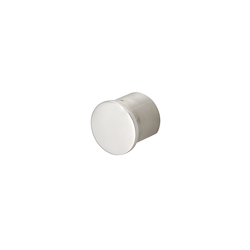 A cylindrical polished stainless steel end cap designed for 1-1/2 inch GRRF15 series roll form cap railing.