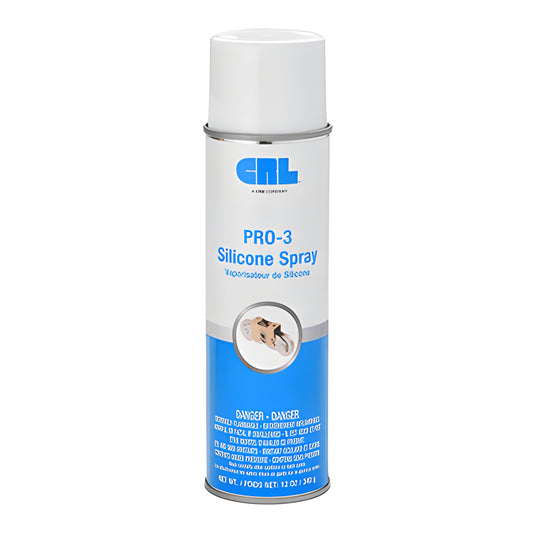 PR03 CRL silicone spray can, white and blue 12 oz aerosol - waterproof, fast-drying lubricant for hinges, rollers, hardware
