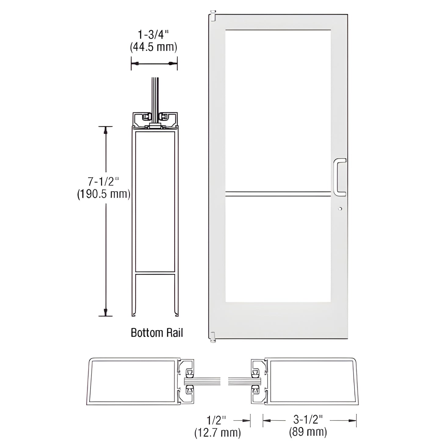 CRL-U.S. Aluminum White Kynar 400 3x7 Offset Hung Door LHR w/ Closer