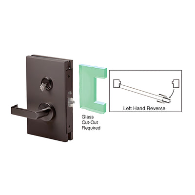 CRL Dark Bronze 6" x 10" LHR Center Lock With Deadlatch in Storeroom Function