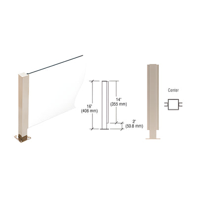 CRL Brushed Stainless 16" High 1-1/2" Square PP41 Plaza Series Counter/Partition Center Post With Air Space
