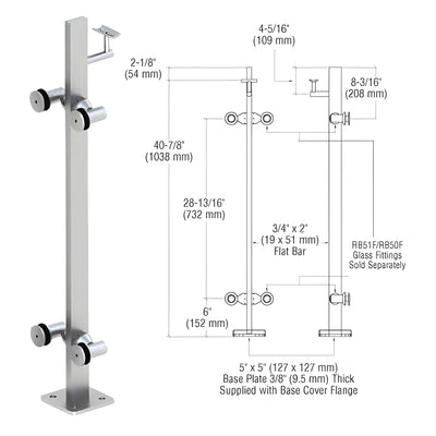 CRL Brushed Stainless 42" P3 Series 180 Degree Center Post Railing Kit