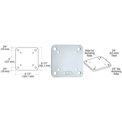 CRL Mill 6-1/2" x 6-1/2" Square Base Plate