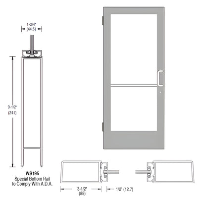 CRL-U.S. Aluminum Clear Anodized 400 Series Medium Stile (LHR) HLSO Single 3'0 x 7'0 Offset Hung with Butt Hinges for Surface Mount Closer Complete ADA Door(s) with Lock Indicator, Cyl Guard