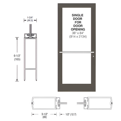 CRL-U.S. Aluminum Bronze Black Anodized 400 Series Medium Stile (LHR) HLSO Single 3'0 x 7'0 Center Hung for OHCC w/Standard Push Bars Complete Door Std. MS Lock & Bottom Rail