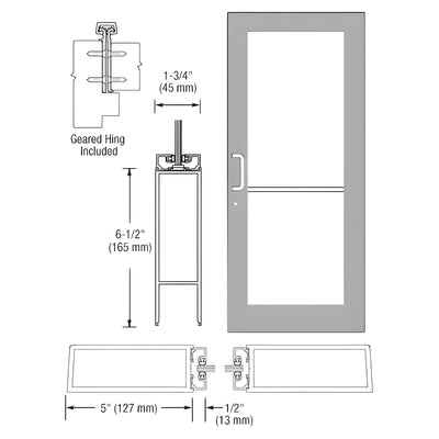 CRL-U.S. Aluminum Clear Anodized Custom Single Series 550 Wide Stile Geared Hinge Entrance Door for Surface Mount Door Closer
