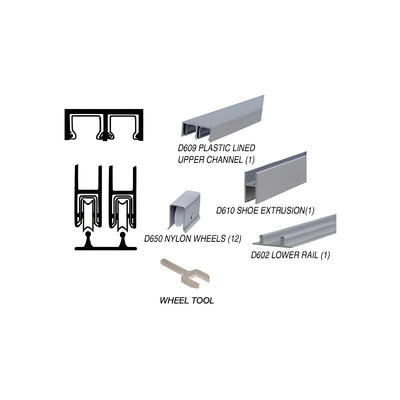 CRL Satin Anodized Track Assembly D609 Upper and D602 Lower Track with Nylon Wheels