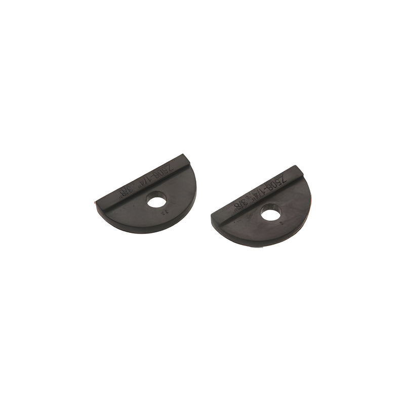 Two semi-circular black rubber replacement gaskets for round Z-clamps are shown against a white background.