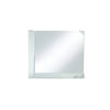 A square clear mirror tile featuring a 1/2 inch bevel on two of its edges.