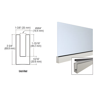 CRL Mill Aluminum 120" Small Profile Windscreen Base Shoe for 3/8" or 1/2" Glass - Extrusion Only