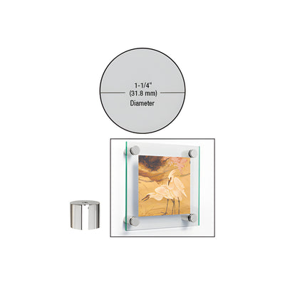 CRL 316 Polished Stainless 1-1/4" Diameter by 1" Standoff Base