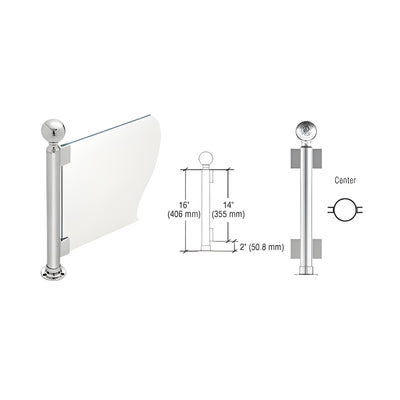 CRL Polished Stainless 16" Round PP04 Elegant Series Counter/Partition Center Post with Air Space
