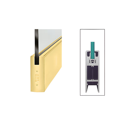 CRL Satin Brass 1/2" Glass 6" Square Door Rail Without Lock - Custom Length