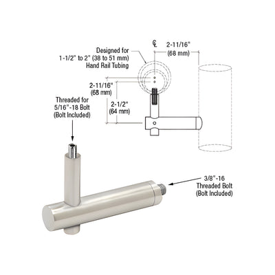 CRL Mill Aluminum Coastal Series Post Mounted Hand Rail Bracket