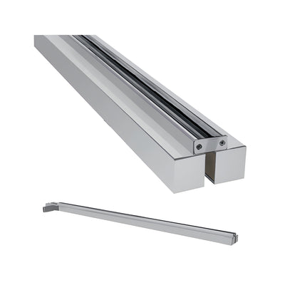 CRL Brushed Stainless Custom Size Single Door Glass-to-Wall Floating Header with Fin Brackets