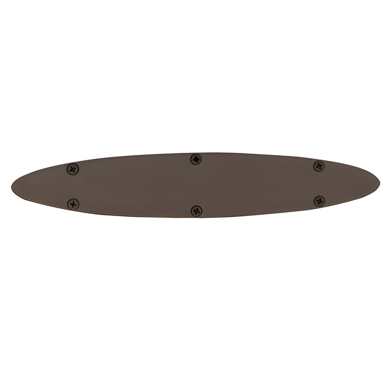 An oval-shaped Airfoil end cap featuring a dark bronze anodize finish and five visible mounting screws.