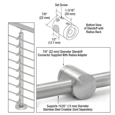 CRL 316 Brushed Stainless Center Standoff Connector (Radius Back)