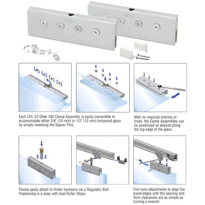 CRL EZ-Slide 180 Clamps and Bottom Guide