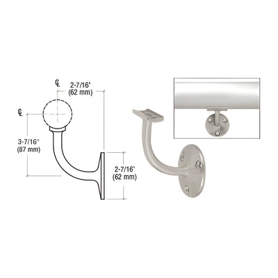 CRL Brushed Stainless Del Mar Series Wall Mounted Hand Railing Bracket for 2" Tubing