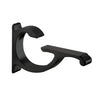 A single gloss black aluminum shelf bracket with a decorative curved design.