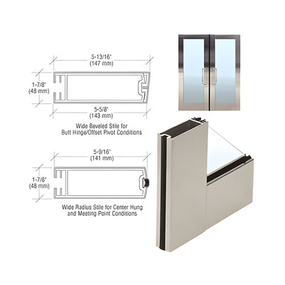 CRL 5-1/2" Brushed Stainless Wide Stile Clad Full Framed Door