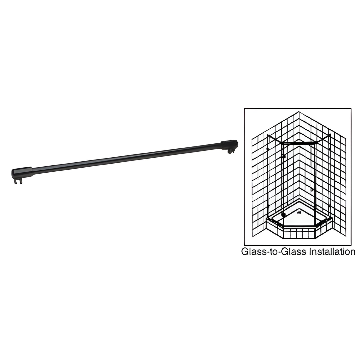 CRL 39" Matte Black Sleeve-Over Shower Support Bar for 3/8–1/2" Glass