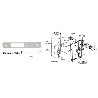 CRL Aluminum Flat Faceplate for DL2130 Series Hook Throw Deadlocks