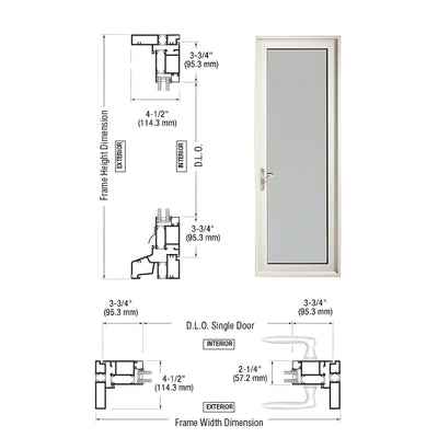 Custom Series 900 White KYNAR® Paint Hinged Right Swing In Terrace Single Door with 3-3/4" Bottom Rail and Standard Threshold