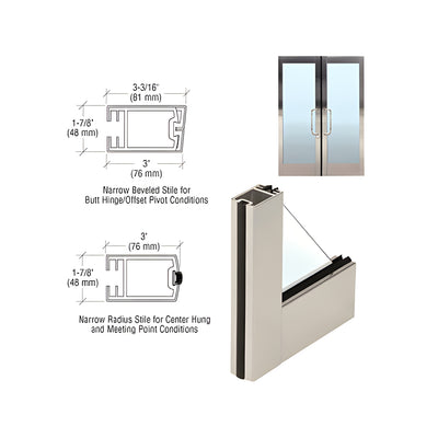 CRL 3" Brushed Stainless Narrow Stile Clad Full Framed Door