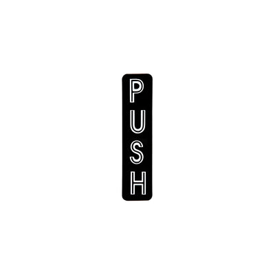 CRL Vertical Black with Silver Letters "PUSH" Decal