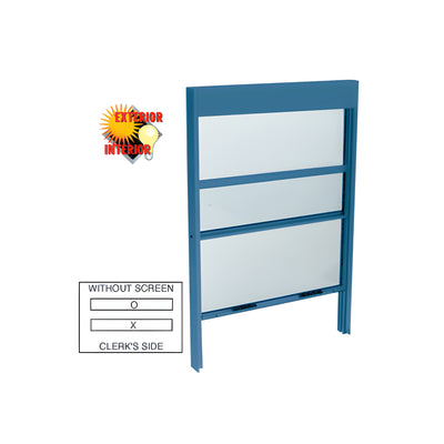CRL Custom Powder Painted Vertical Sliding Service Windows with Sash Balances and 1/4" Glass - No Screen