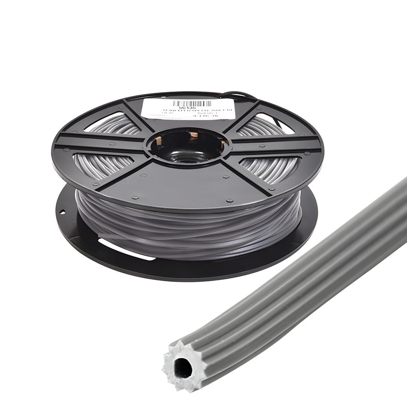 A 500-foot roll of gray, serrated hollow core vinyl screen retainer spline.