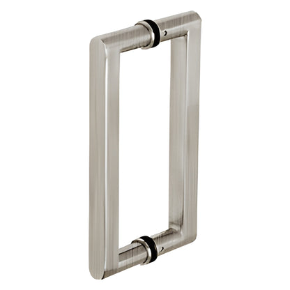CRL 18 in Brushed Stainless Steel Square Back-to-Back Glass Door Pull
