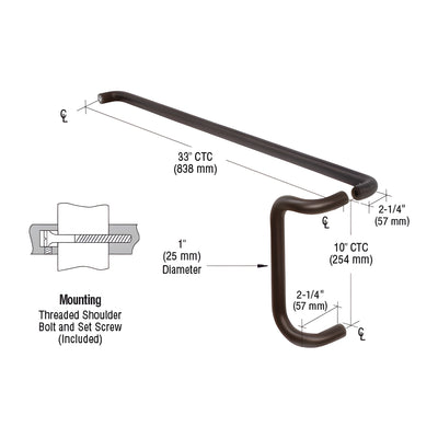 CRL Painted Dark Bronze Solid Push Bar and Pull Handle Set