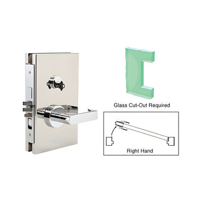 CRL Polished Stainless 6" x 10" RH Center Lock With Deadlatch in Entrance Lock Function