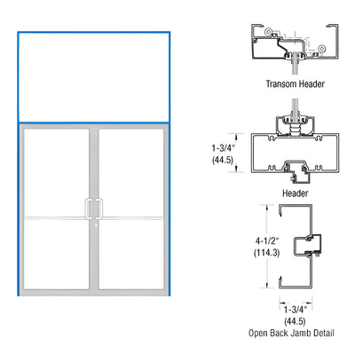 CRL-U.S. Aluminum Custom Sized and Custom KYNAR® Paint Series 450 Open Back Gear Hinge Transom Frame Complete (2FT)