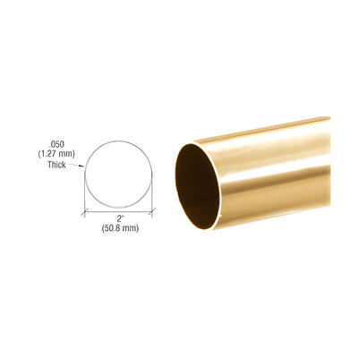 CRL Polished Brass 2" Diameter Round .050" Tubing - 98"