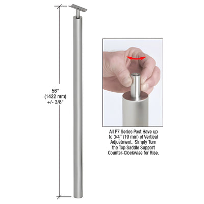 CRL Brushed Stainless 56" P7 Series 180 Degree Blank Post