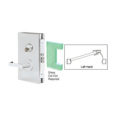 CRL Brushed Stainless 6" x 10" LH Center Lock With Deadlatch in Storeroom Function