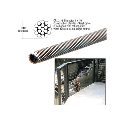 CRL 3/16" 316 Stainless Steel 1' Cable