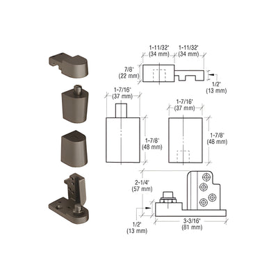 CRL Dark Bronze Offset Left Hand 0P70 Series Pivot Set