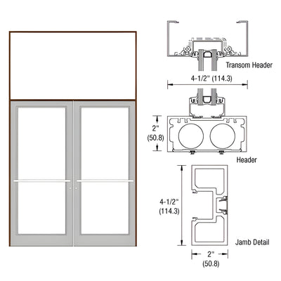 CRL-U.S. Aluminum Dark Bronze/Black Anodized Class 1 76" x 126" Series DF800 Tubular Center Hung Transom Frame Complete (2FT)