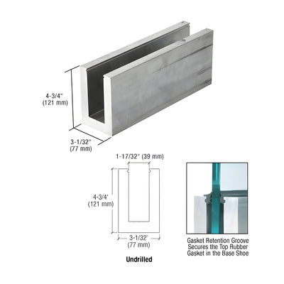 CRL L68S Series Mill Aluminum 118-1/8" Long Square Base Shoe Undrilled for 11/16" Glass