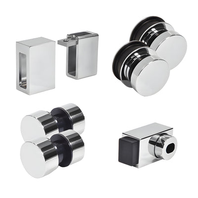 CRL Polished Stainless Steel Replacement Rollers, Fixed Panels, Wall Bracket & Stopper for Cavoli Sliding Shower Door System