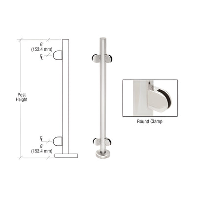 CRL Polished Stainless 36" Steel Round Glass Clamp 135 Degree Center Post Railing Kit