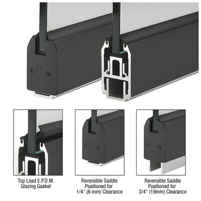 CRL Black Powder Coat Custom Length 2-5/16" Low Profile Tapered Sidelite Rail with Saddle