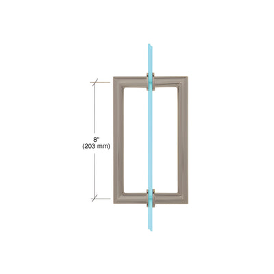 CRL Brushed Nickel 8" MT Series Round Tubing Mitered Corner Back-to-Back Pull Handle