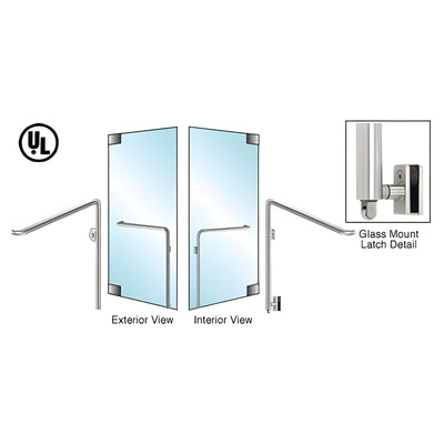 CRL-Blumcraft® Brushed Stainless Left Hand Reverse Glass Mount Keyed Access 'C' Exterior Bottom Securing Panic Handle